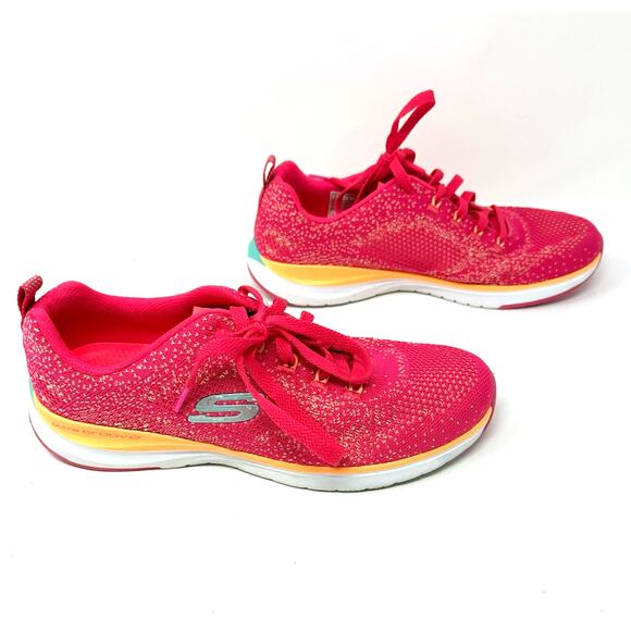 Skechers Size 9 Sneakers Pink Memory Foam Air Cooled Lace Up Running Comfort - Picture 3 of 10